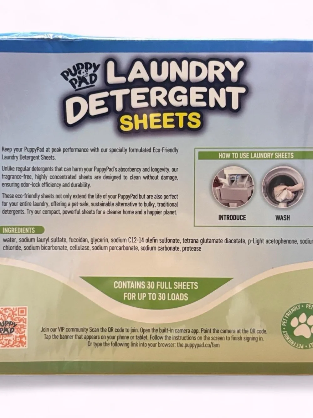 Puppy Pad Laundry Detergent Sheets - Blue Packaging